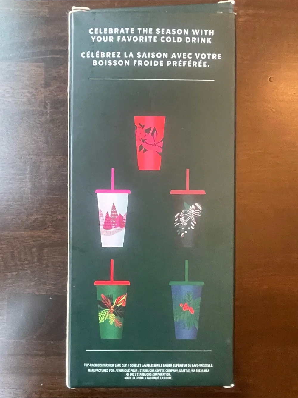 Starbucks 2021 Christmas 5 Pack Reusable Cold Cups W/Lids & Straws, Holiday Gift